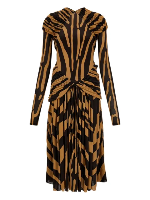 Ferragamo ruched zebra jersey midi dress