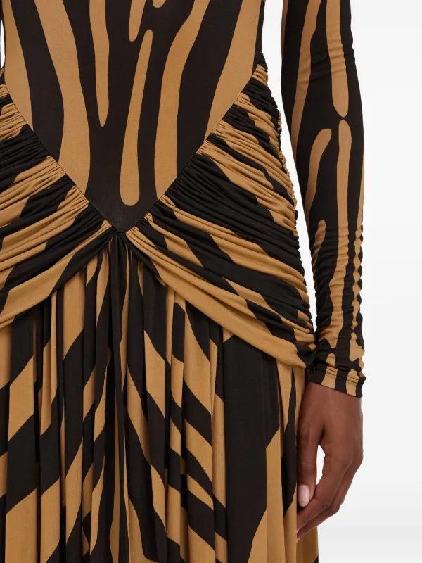 zebra dress brown Fierce Style Zebra Print Mesh Halter Midi Dress