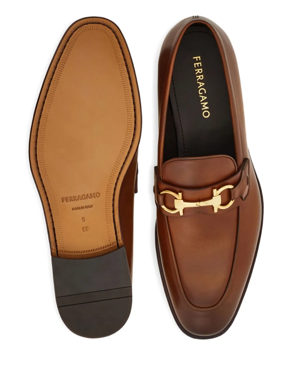 Ferragamo Loafers met Gancini-gesp Bruin