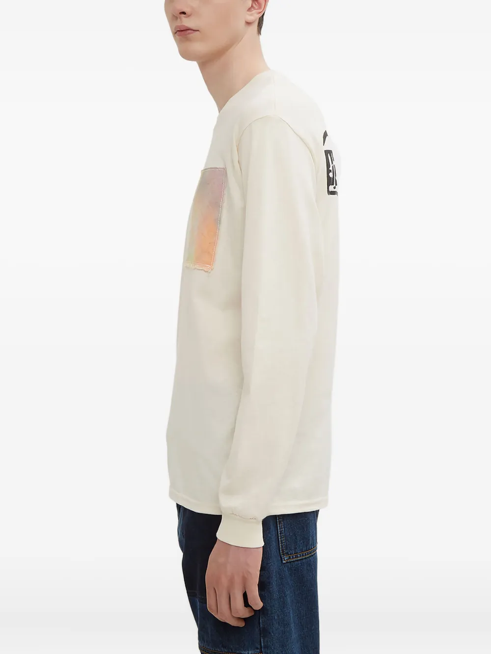 Joe Garvey Tie-dye Patch Long-sleeve T-shirt In Neutral