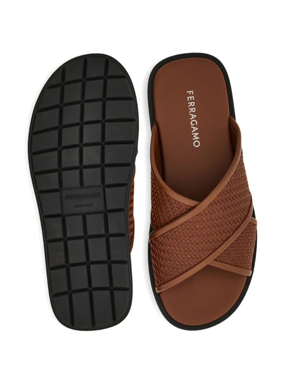Ferragamo Sandalen met Gancini-plakkaat Bruin