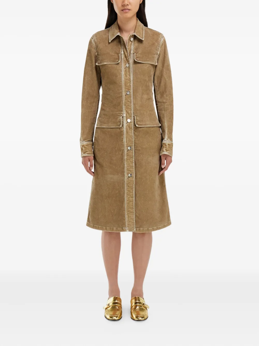 Ferragamo Gesmockte mini-jurk Bruin