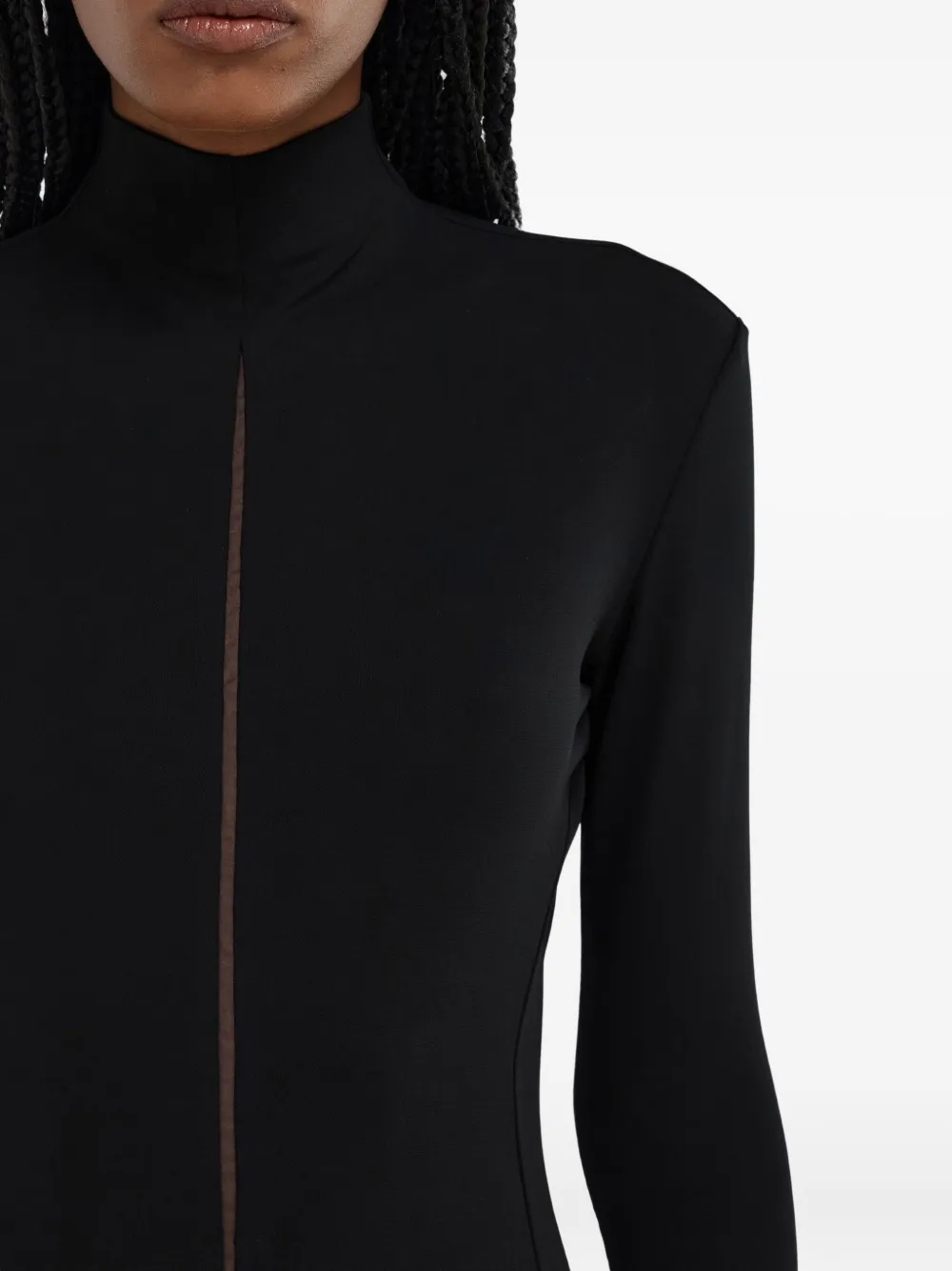 Ferragamo High-neck Mini Dress In Black
