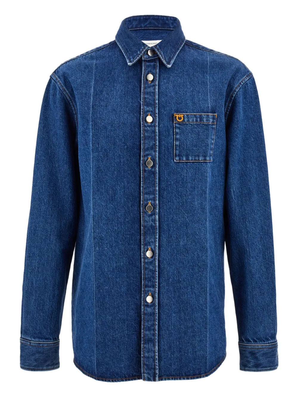 Ferragamo embroidered denim shirt - Blue