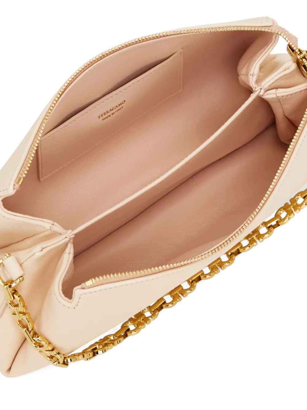 Ferragamo Embossed Logo Chain Strap Mini Bag In Pink
