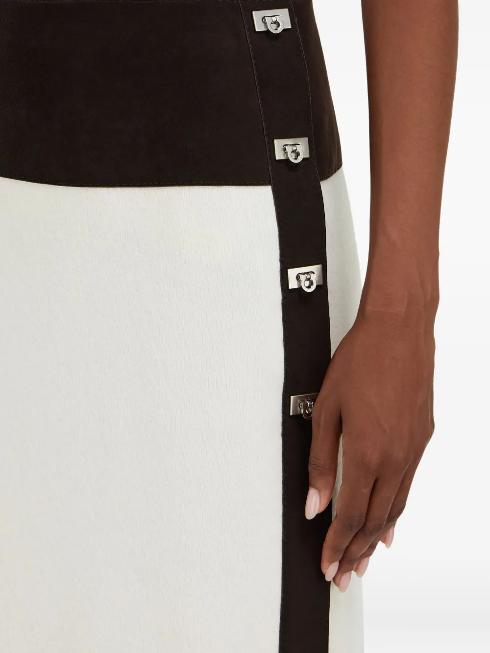 Ferragamo Mini-rok met contrasterend vlak en gesp Wit