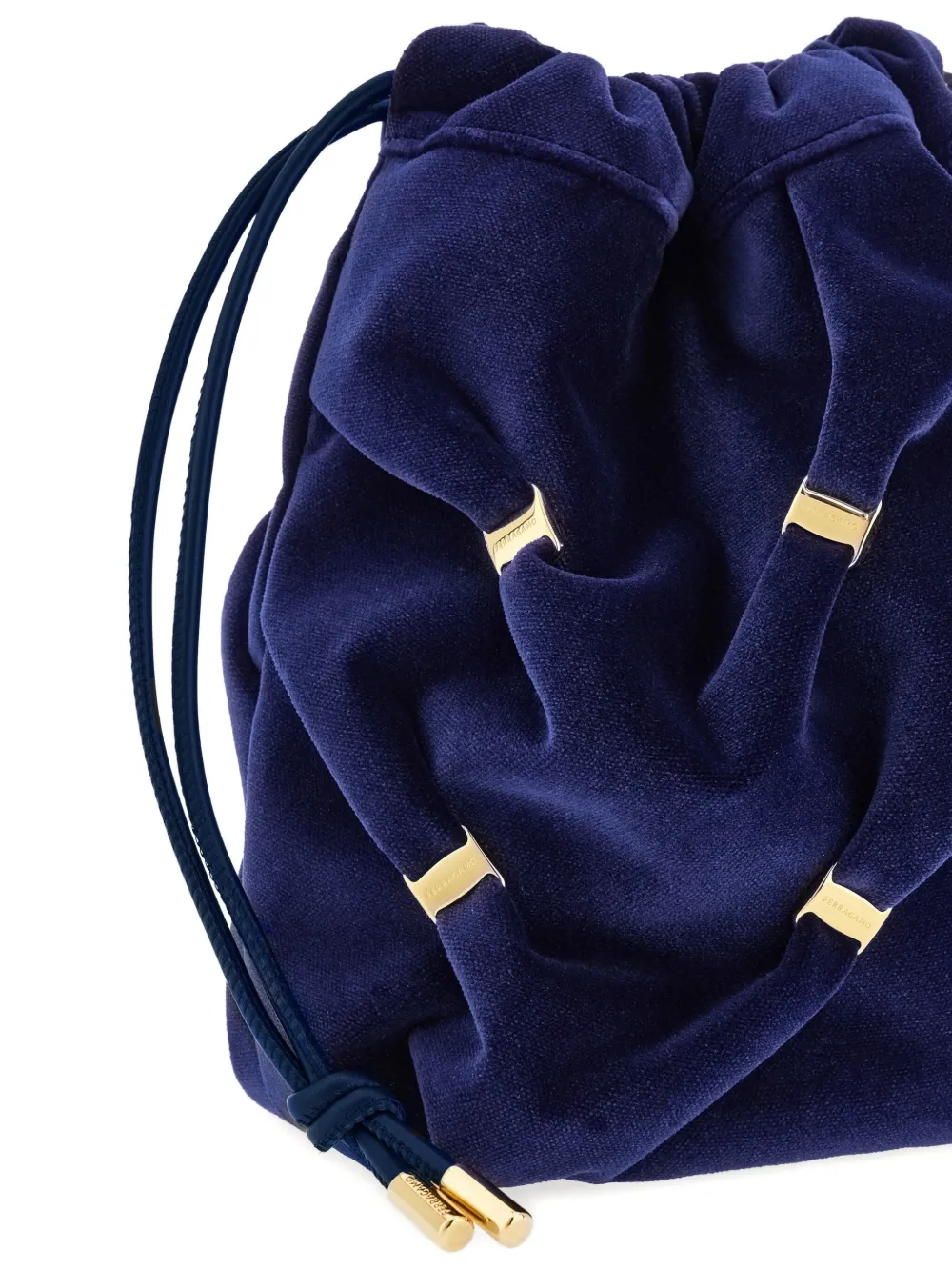 Ferragamo Vara gesmockte mini bucket-tas met strik Blauw