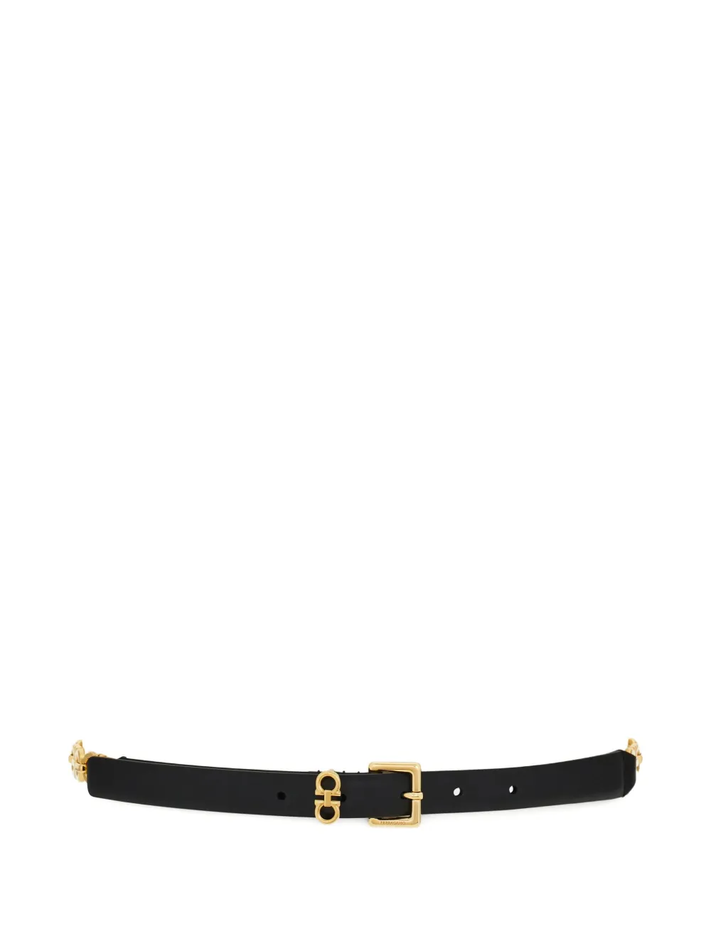Ferragamo Gancini-chain square-buckle belt - Zwart