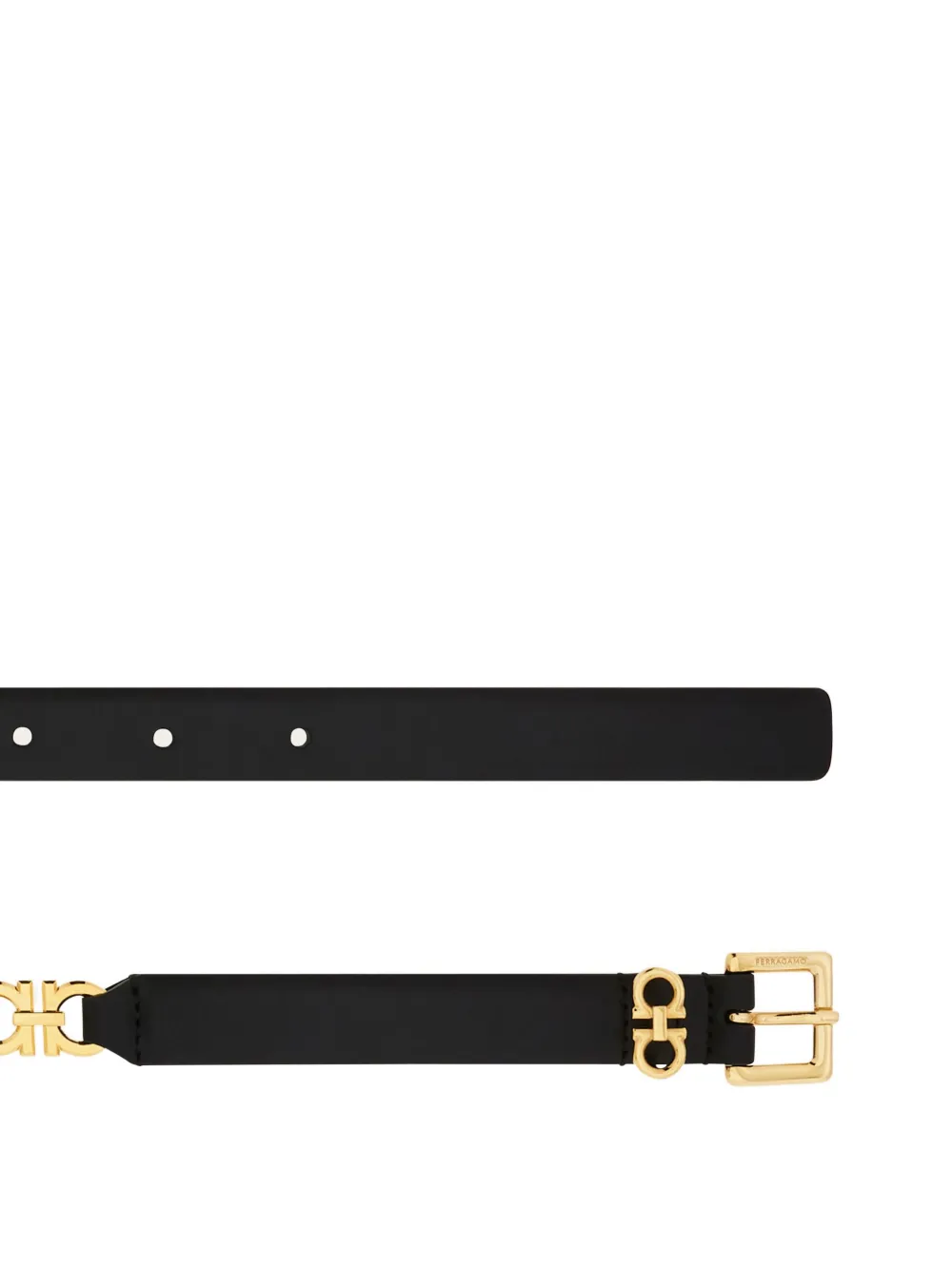 Ferragamo Gancini-chain Square-buckle Belt In Black