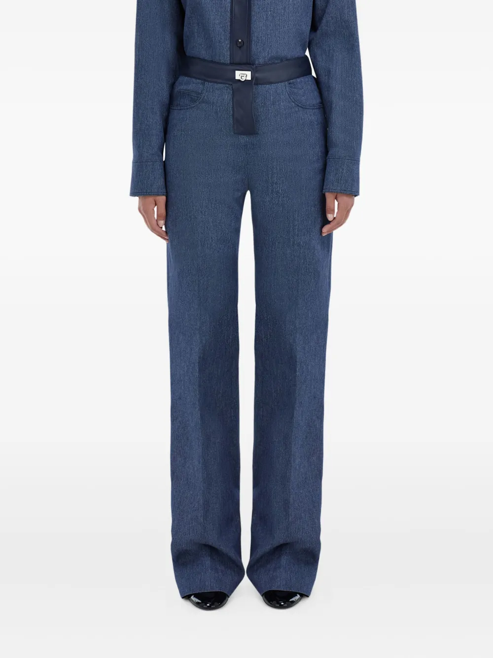 Ferragamo Jeans met vijf zakken en leren afwerking Blauw