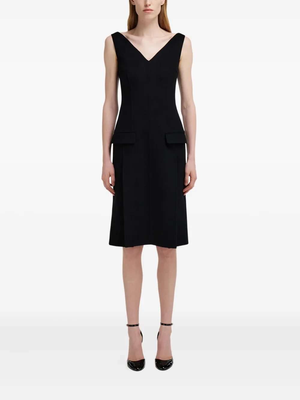 Ferragamo V-neck sleeveless dress - Zwart