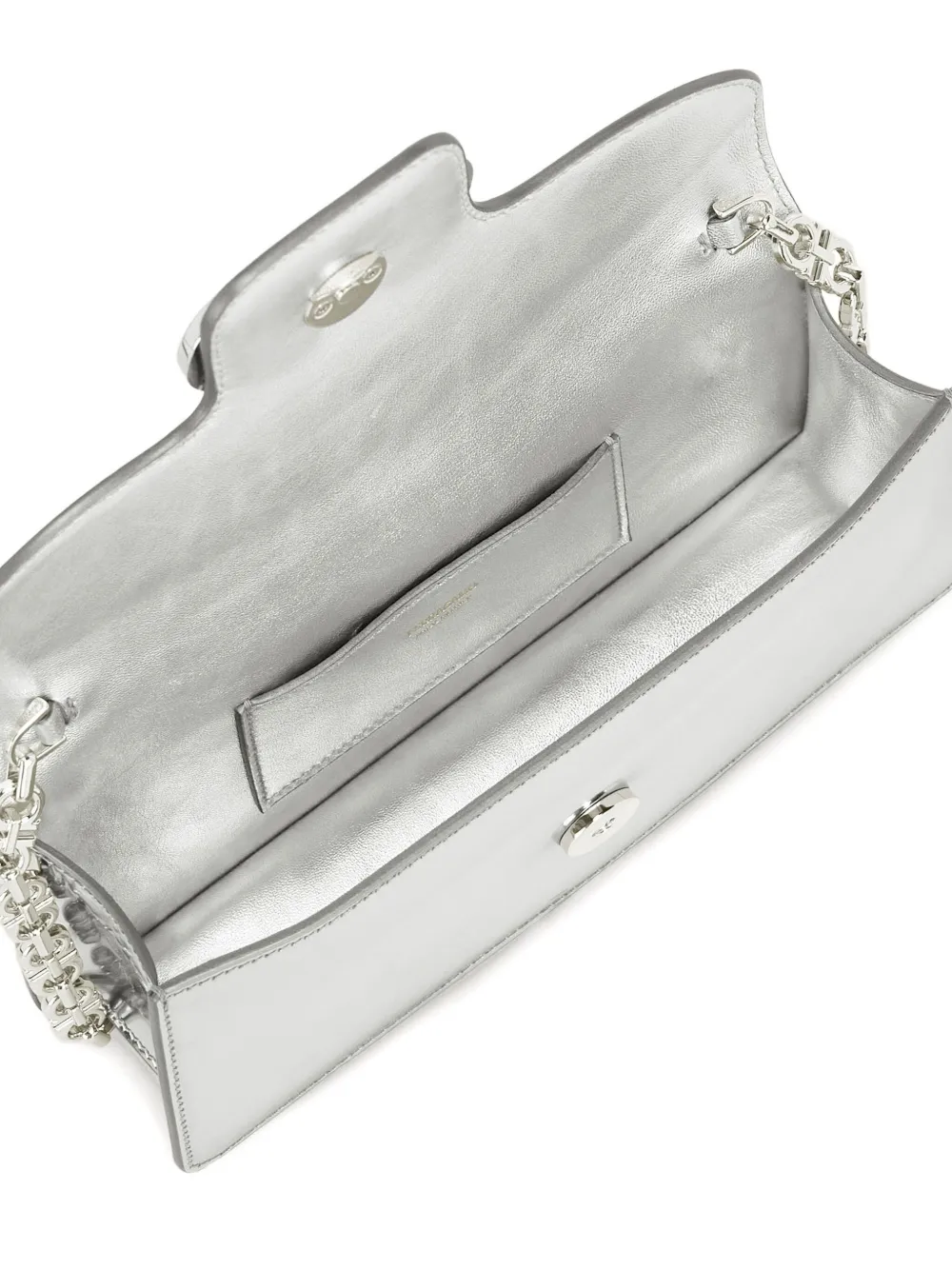 Ferragamo Mini Crystal-embellished Clutch Bag In Silver