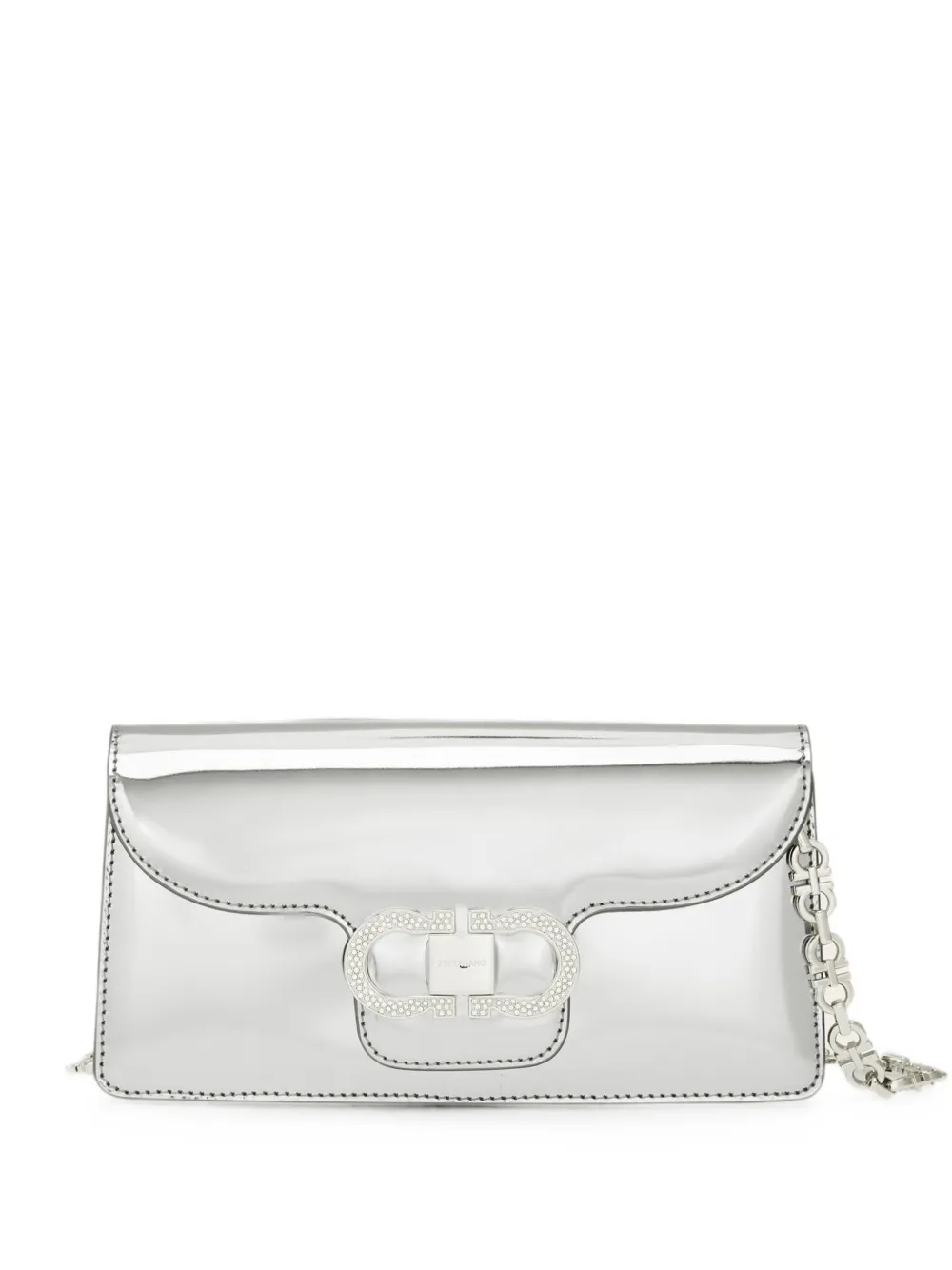 Ferragamo Clutch mini con decorazione - Argento