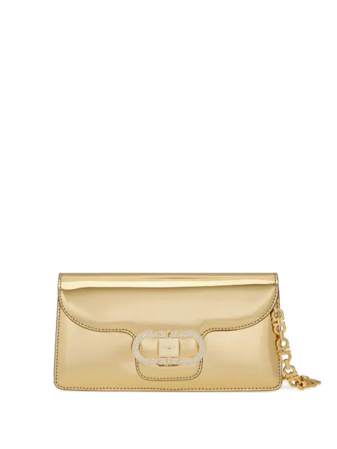 Ferragamo crystal-embellished chain-strap clutch bag
