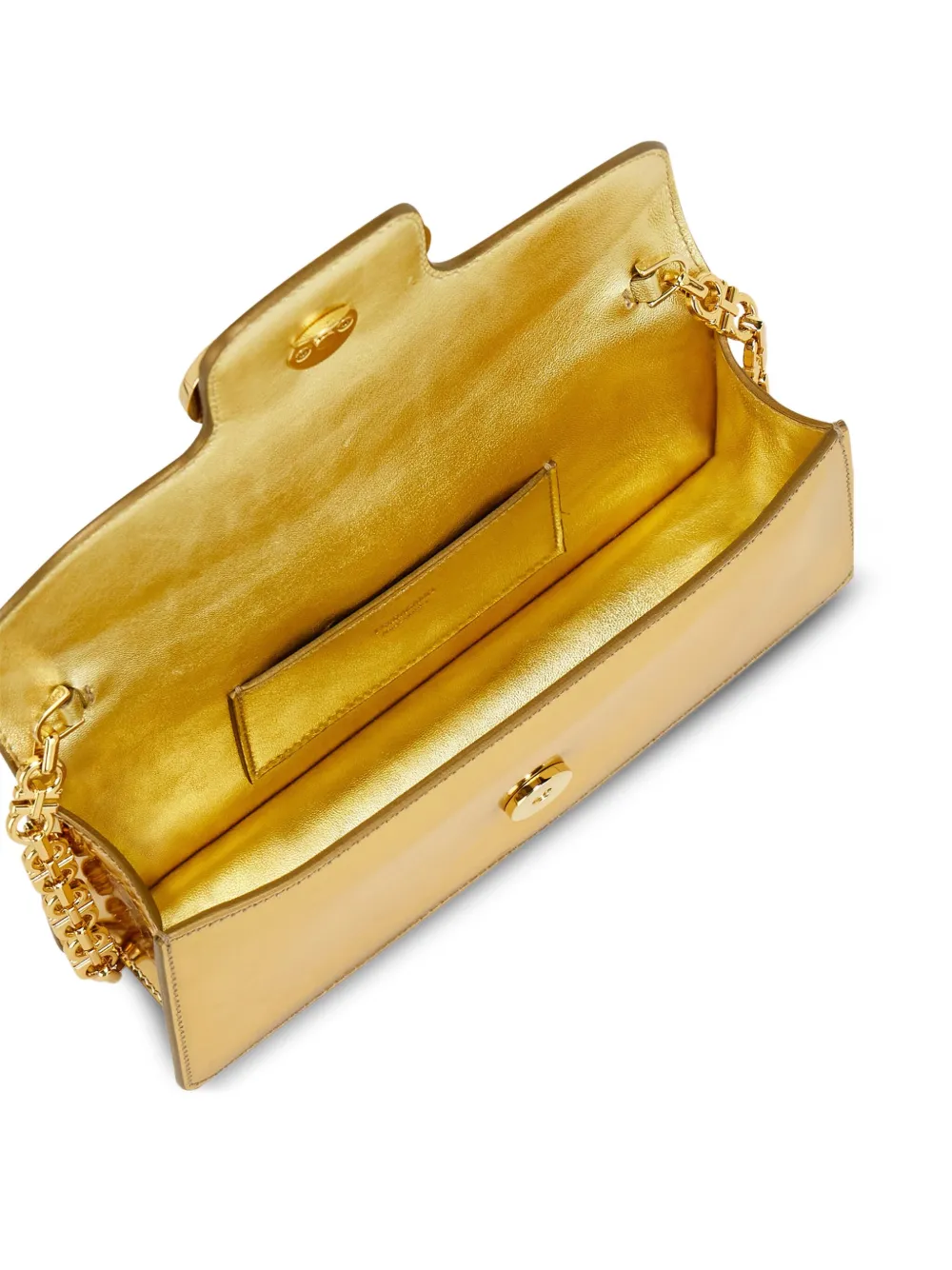 Ferragamo Crystal-embellished Chain-strap Clutch Bag In Gold