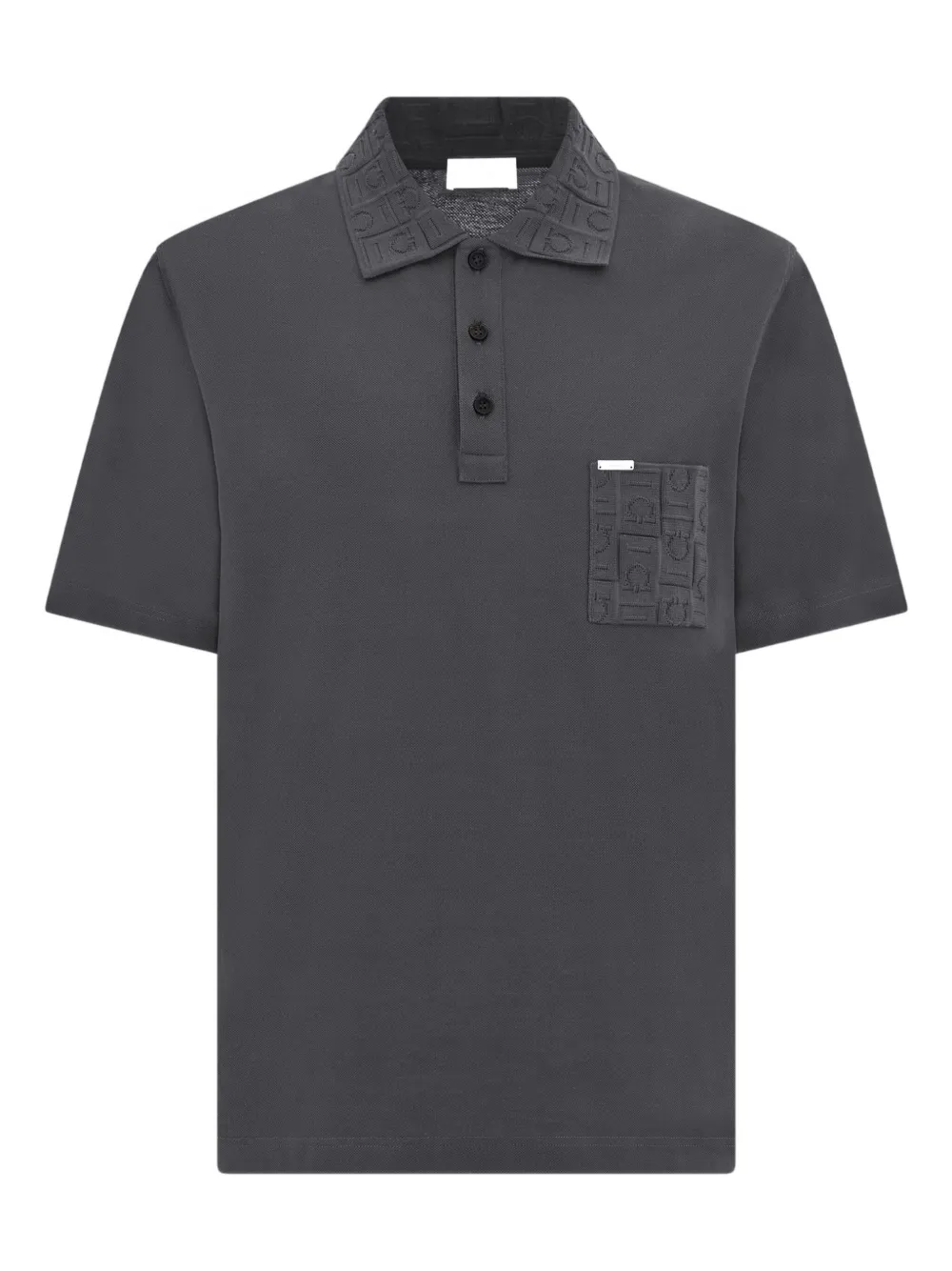 Ferragamo jacquard pocket polo shirt - Grigio