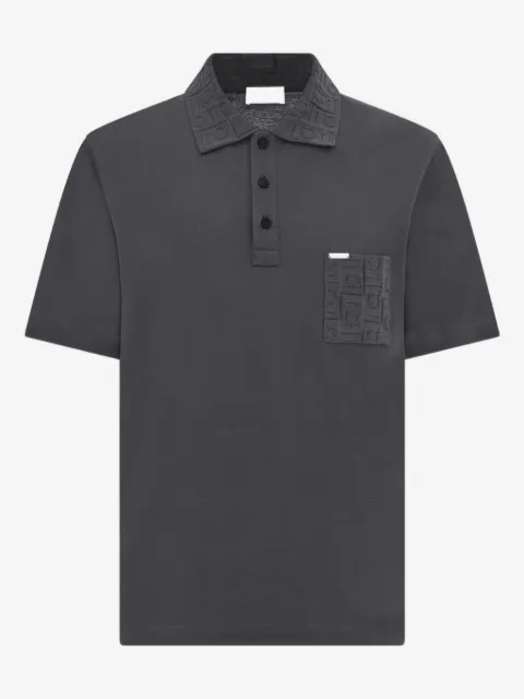 Ferragamo V-neck polo with jacquard pocket detail