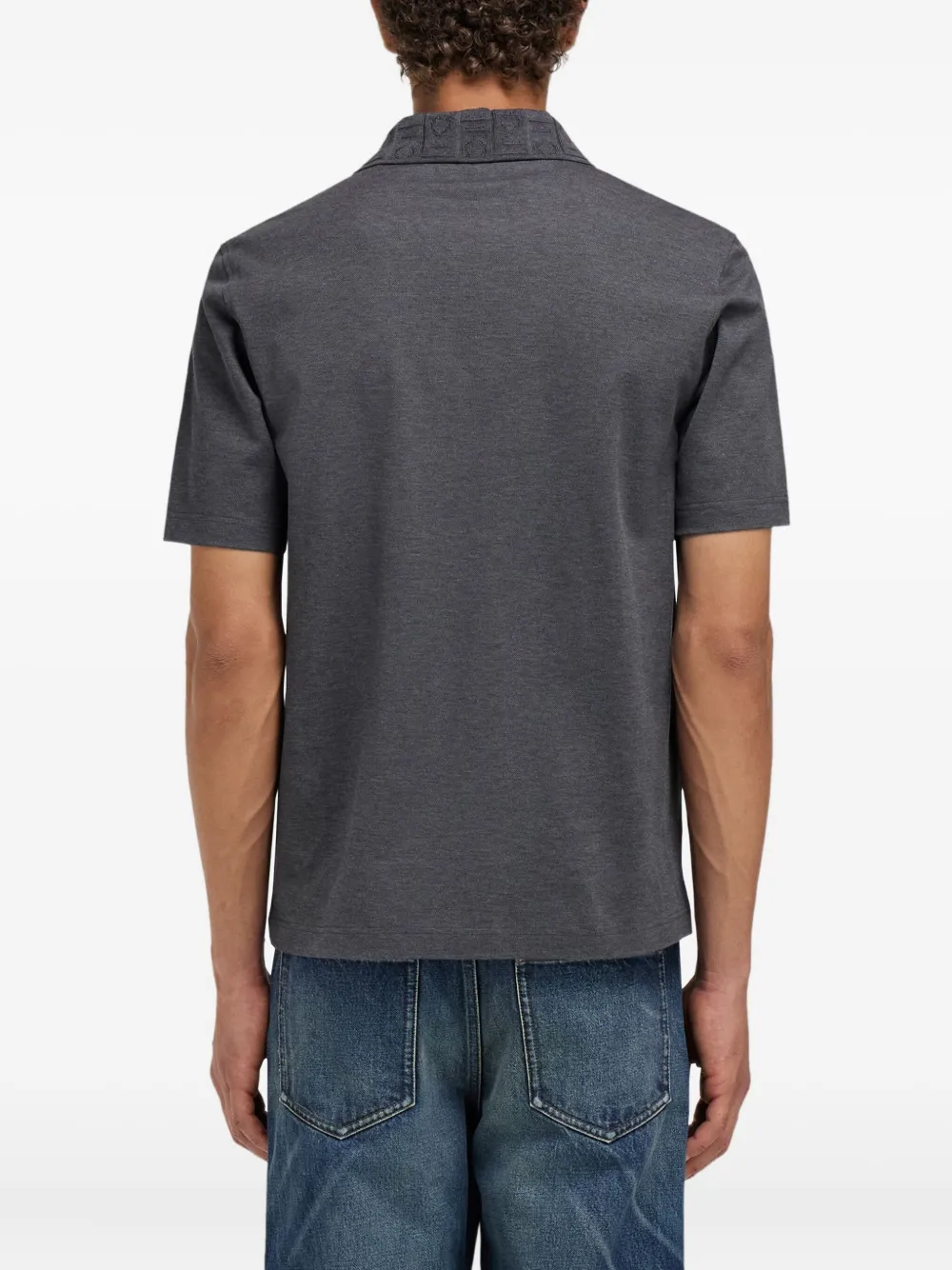 Ferragamo Poloshirt met jacquard en zak Grijs