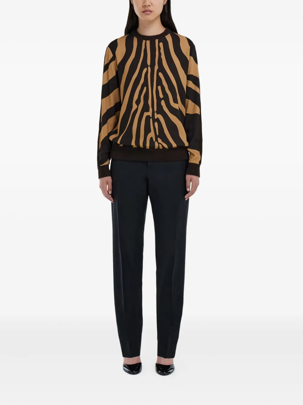 Ferragamo Trui met dierenprint en vlakken Bruin