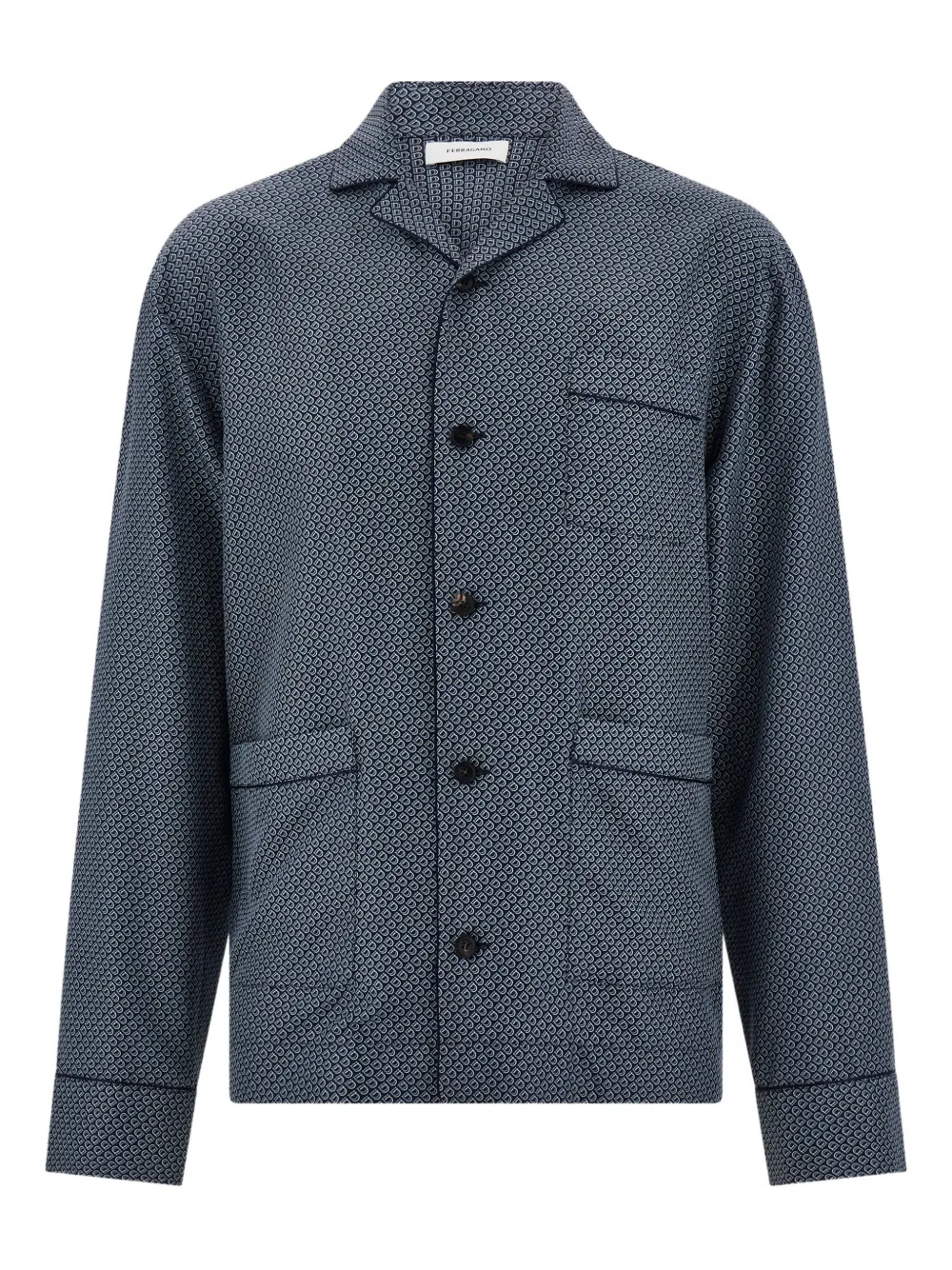 Ferragamo piping patterned shirt | Blue | Image 1