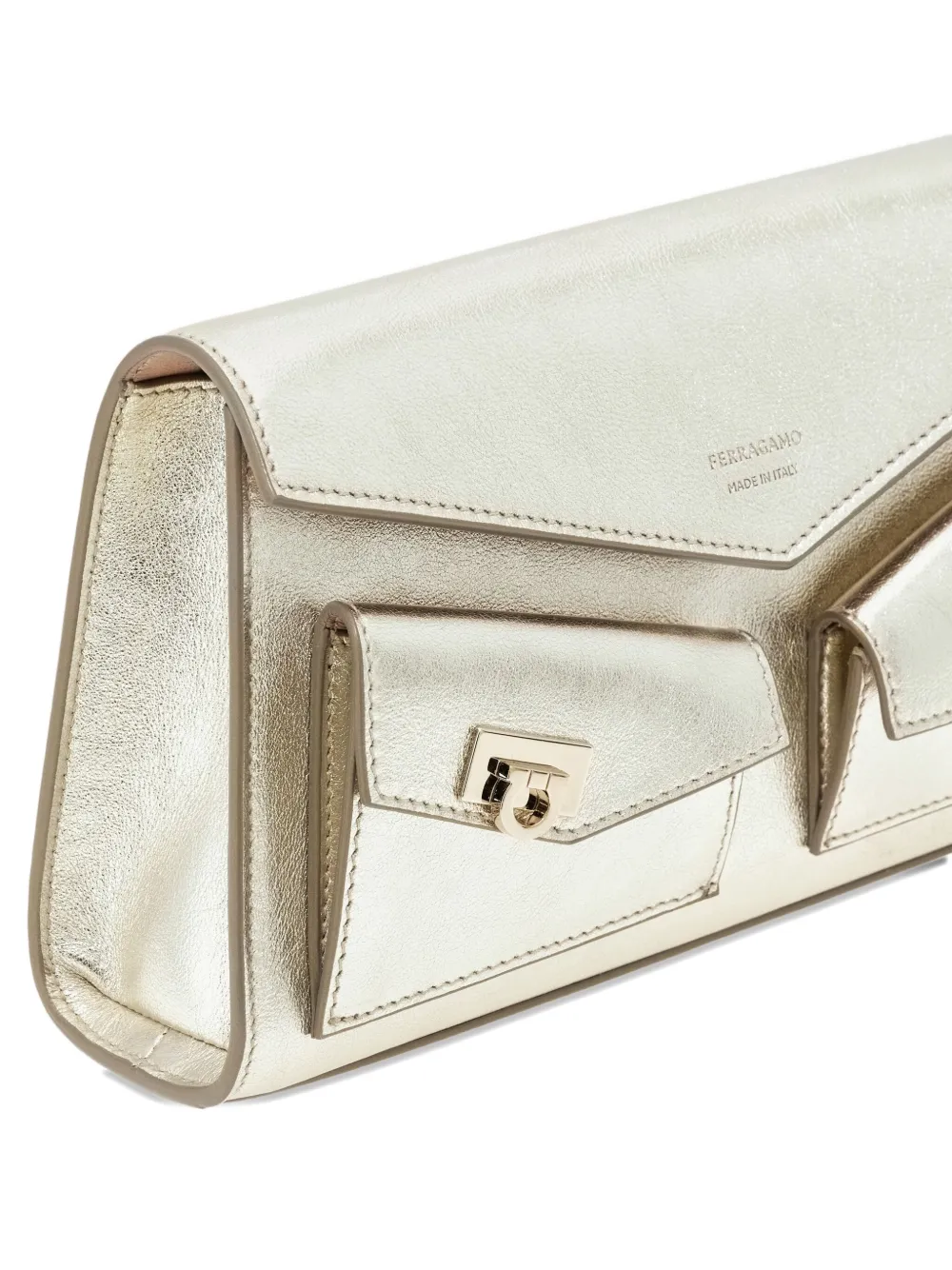 Ferragamo Mini Multi-pocket Clutch Bag In Metallic
