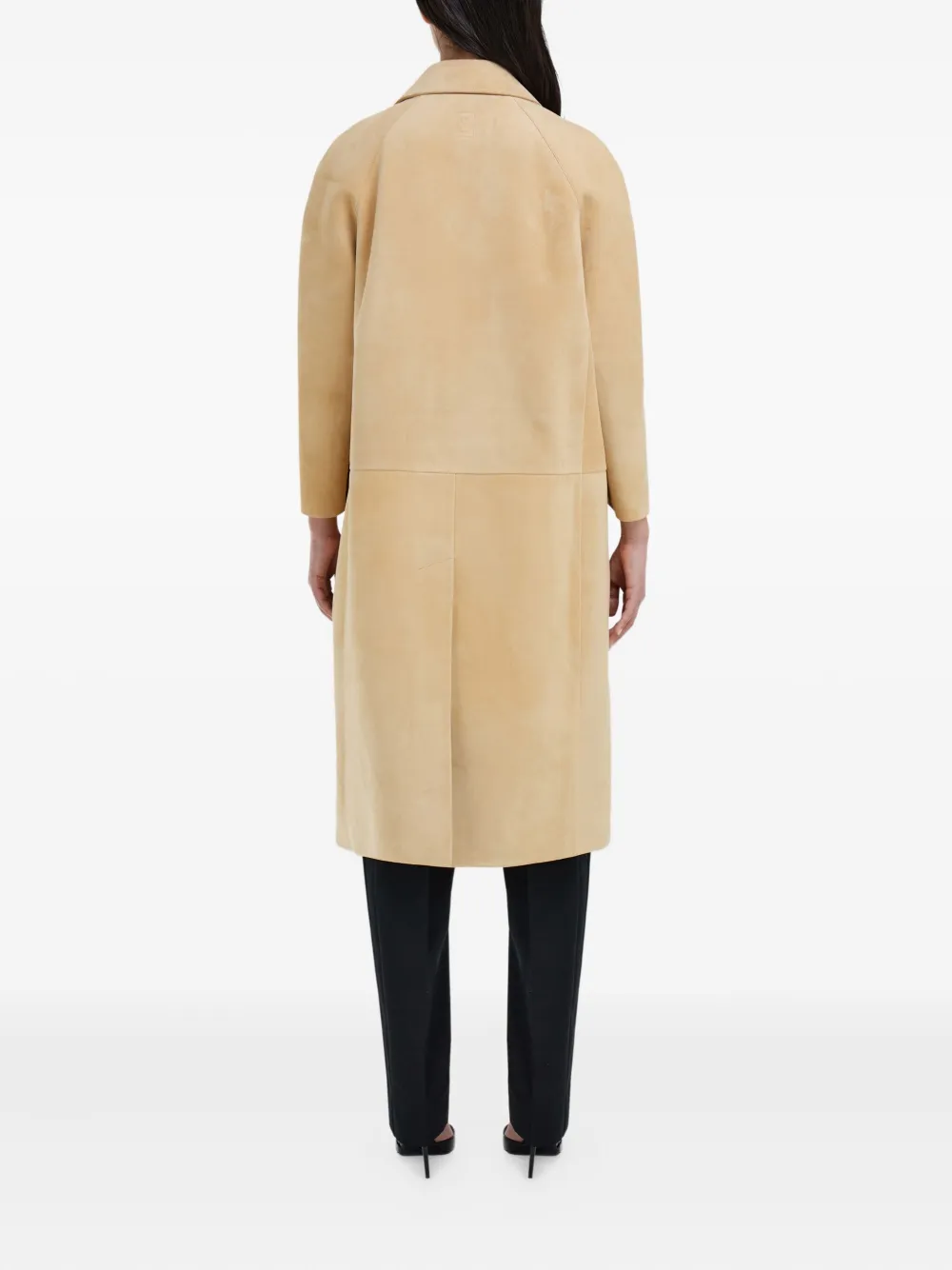 Ferragamo Flap-pocket Suede Coat In Neutral