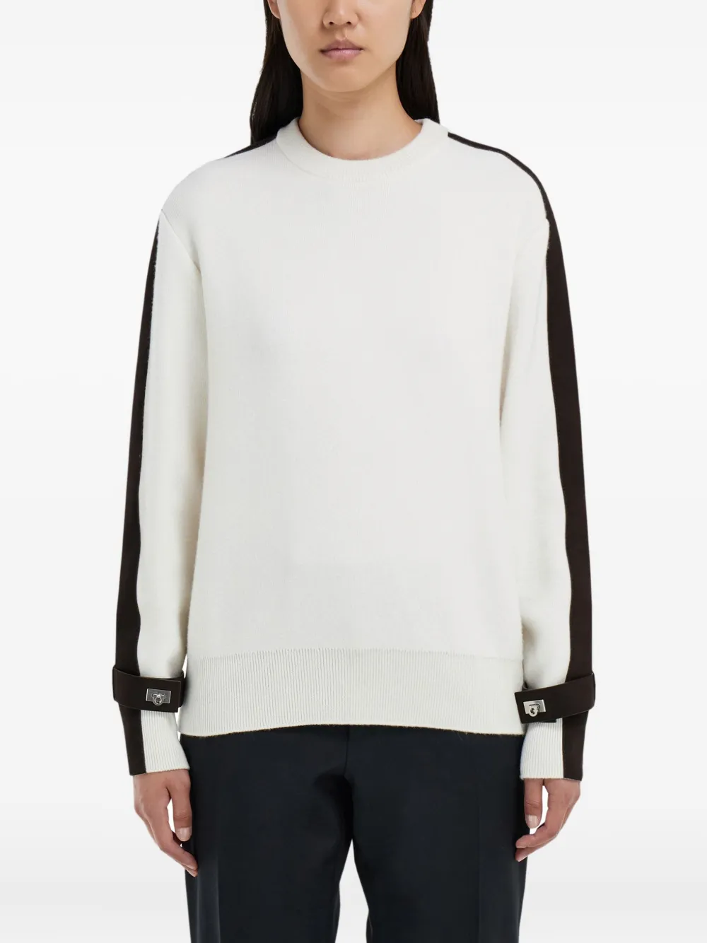  Ferragamo Jersey Con Ribete De Hebilla - Blanco 