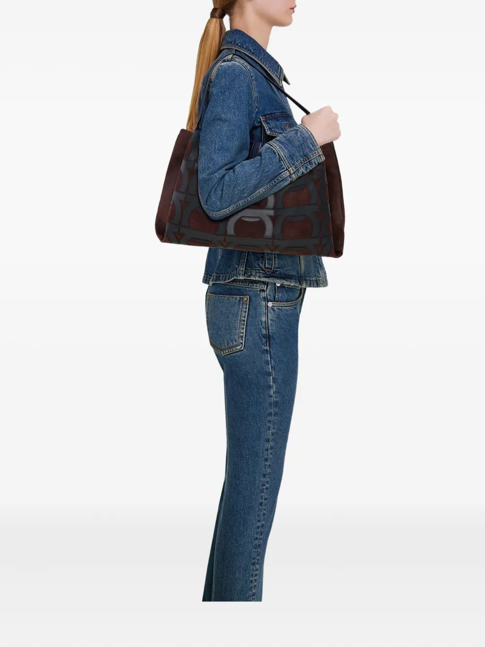 Ferragamo Gancini-overlay Tote Bag In Brown