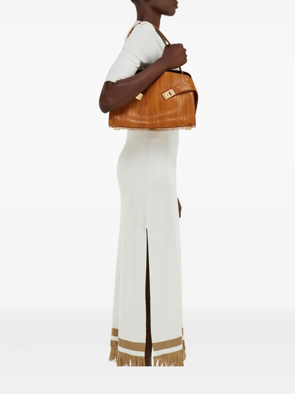 Ferragamo Hug medium schoudertas met handgreep Bruin