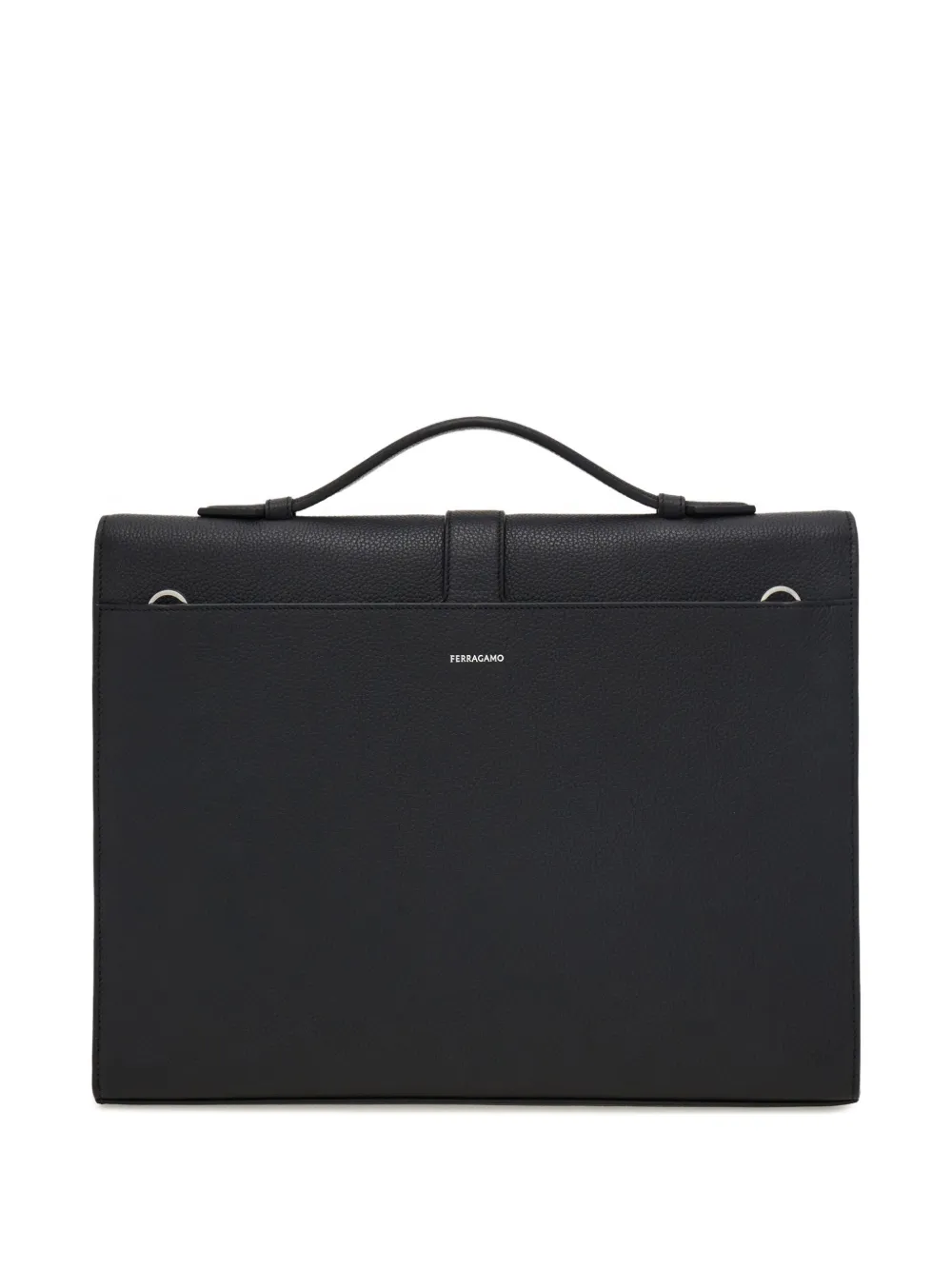 Ferragamo Clasp Textured Hug Briefcase In Black