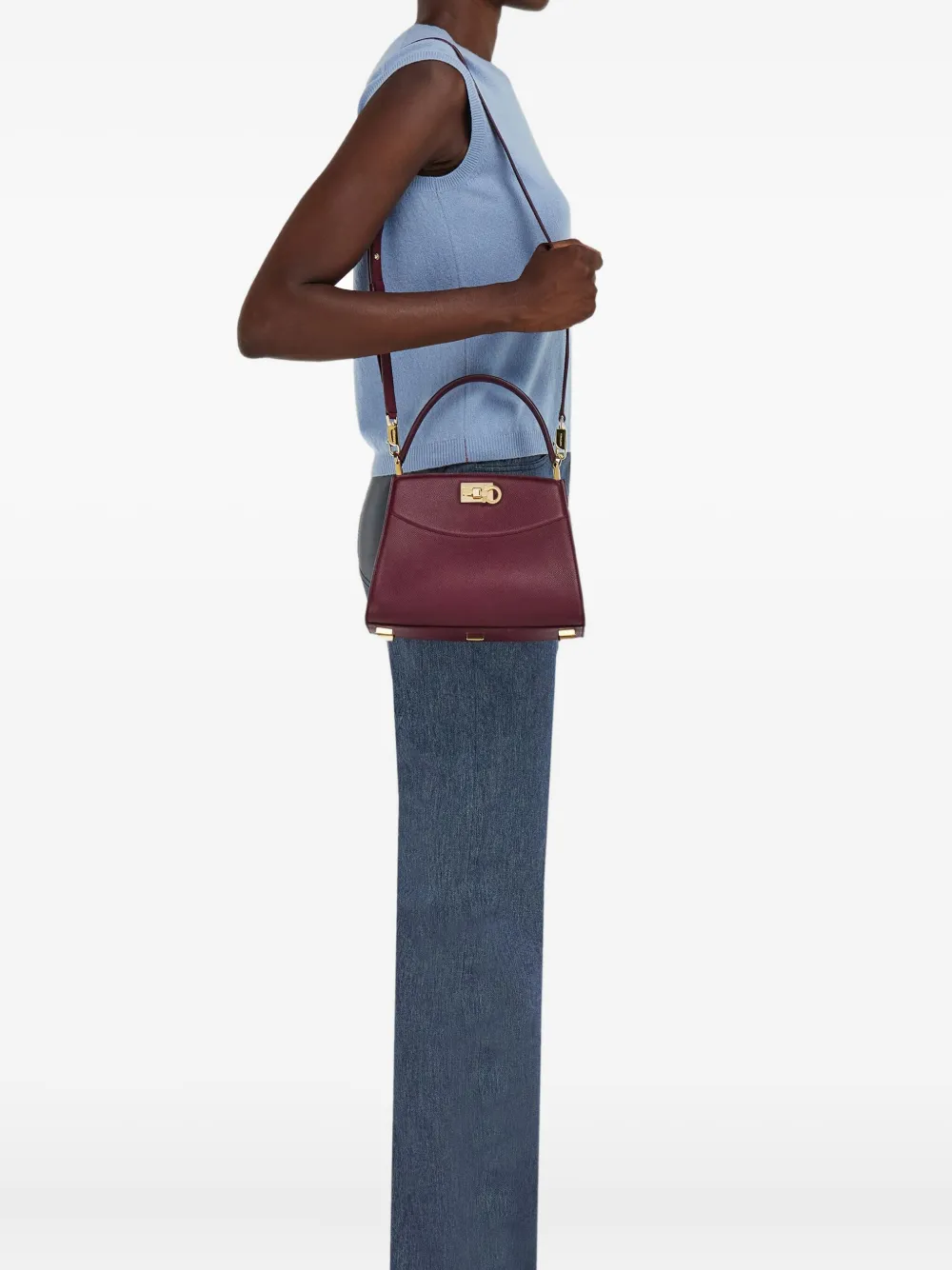 Ferragamo Studio Box Top-handle Satchel Bag In Red