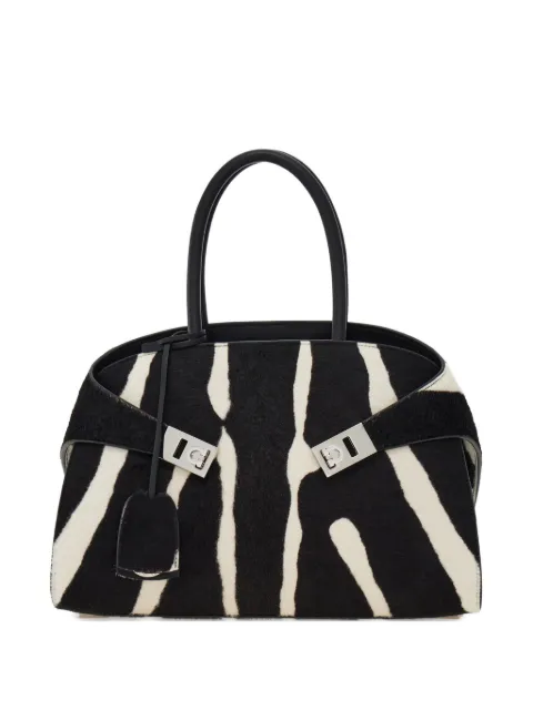 Ferragamo zebra print buckle hug tote bag