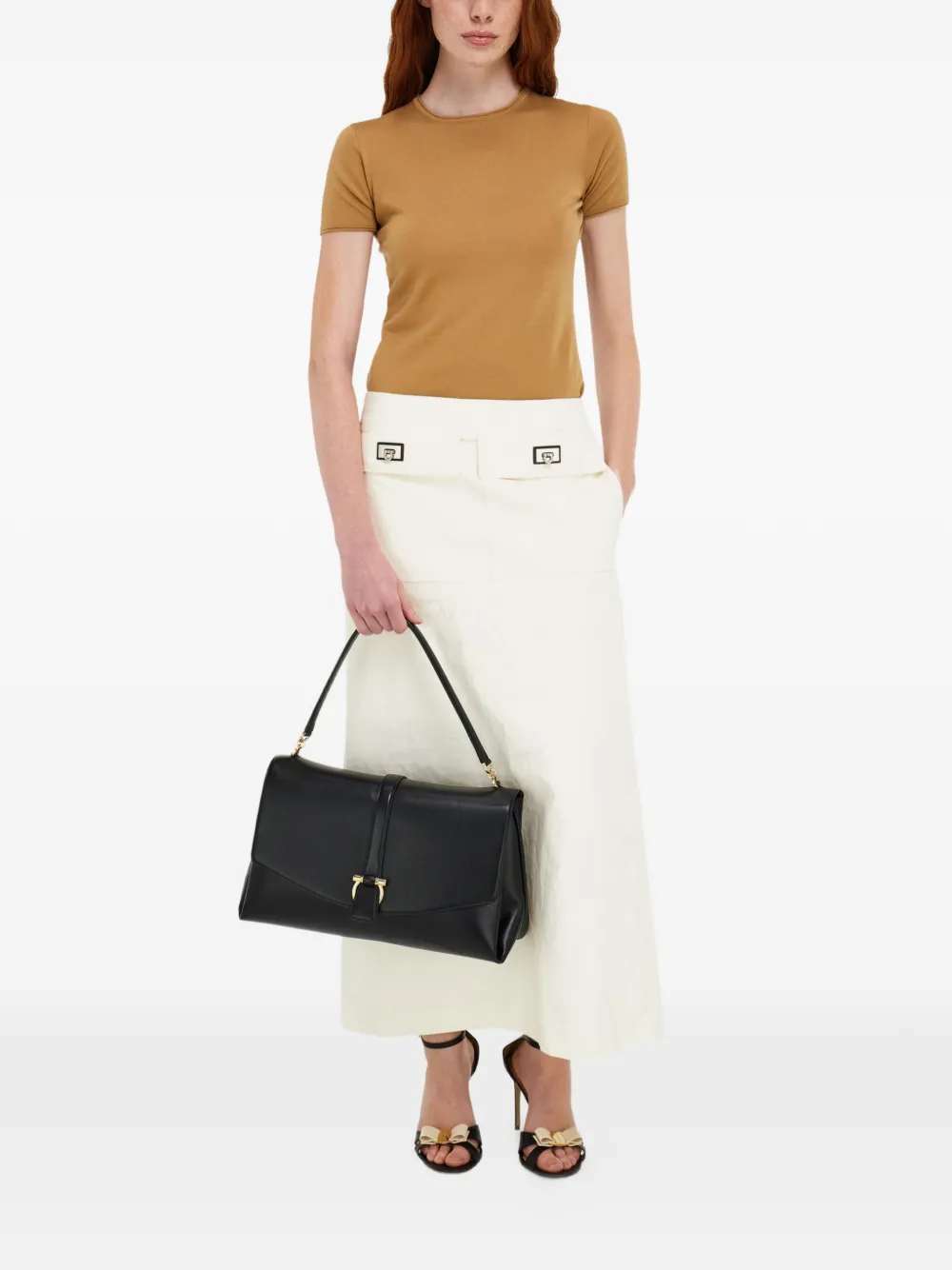 Ferragamo Grote schoudertas met klep Zwart