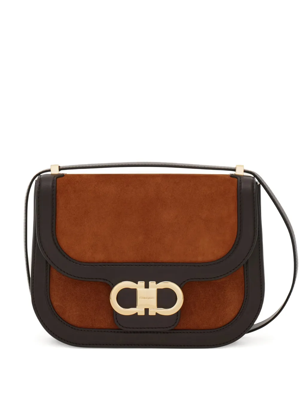 Ferragamo double-gancini cross body bag - Marrone