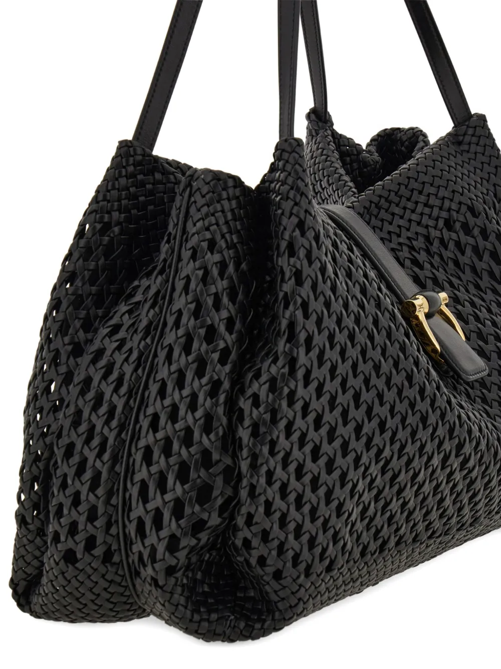 Ferragamo Grote leren shopper met geweven effect Zwart
