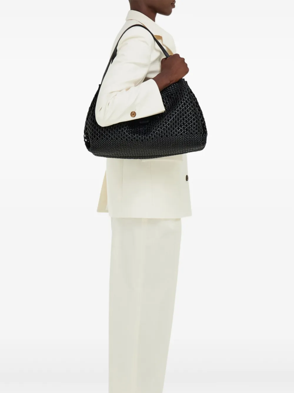  Ferragamo Large Woven-effect Leather Tote Bag - Black 