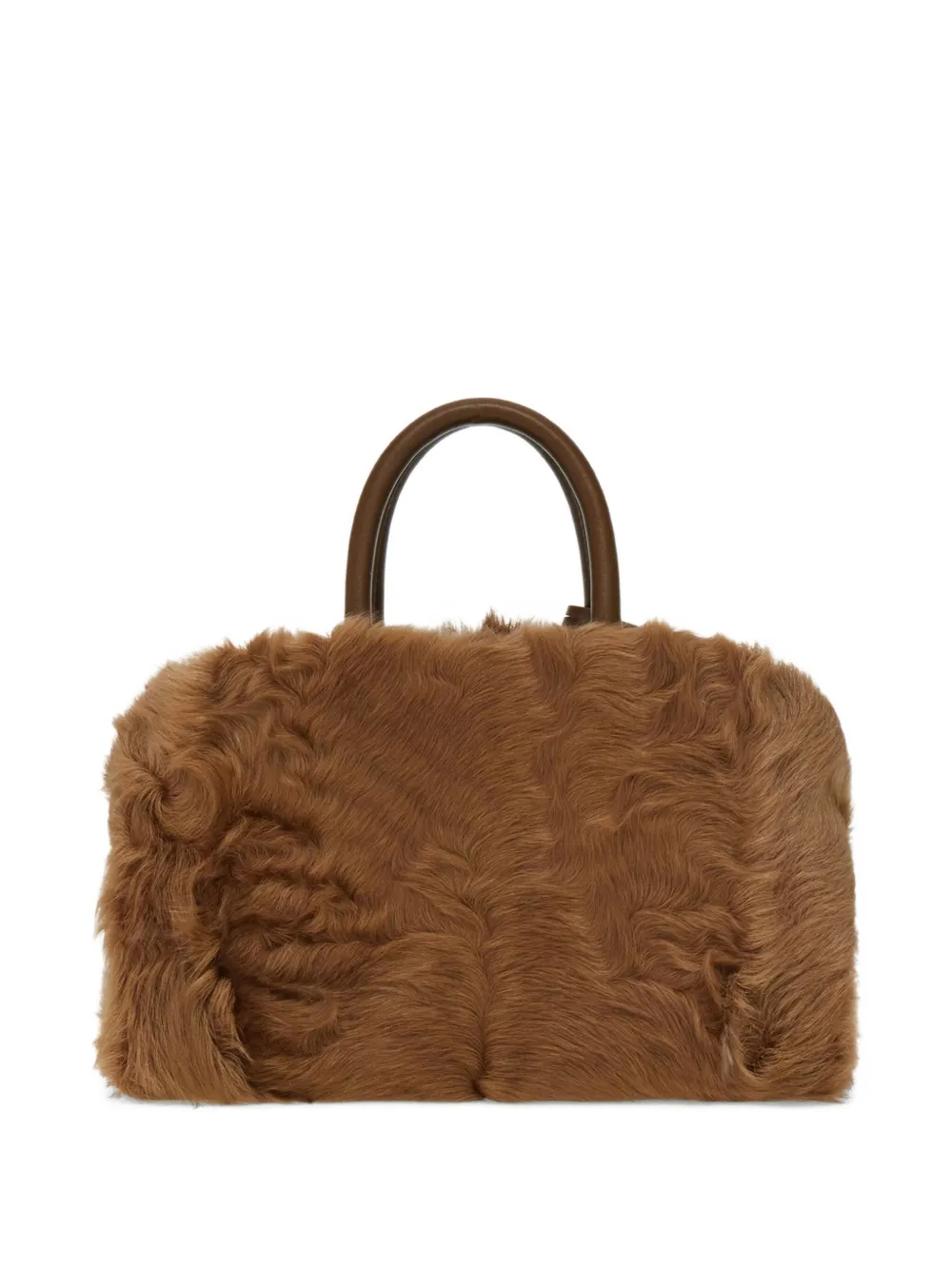 Ferragamo Mini Hug Shearling Buckle Cross Body Bag In Brown