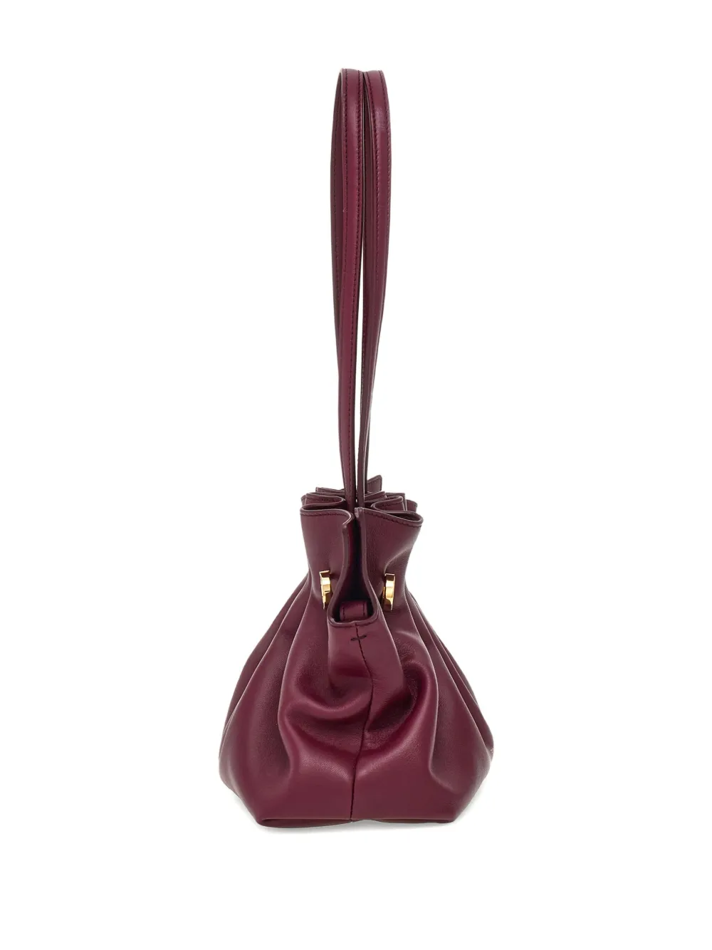 Ferragamo Small Double-gancini Gathered Shoulder Bag In Burgundy