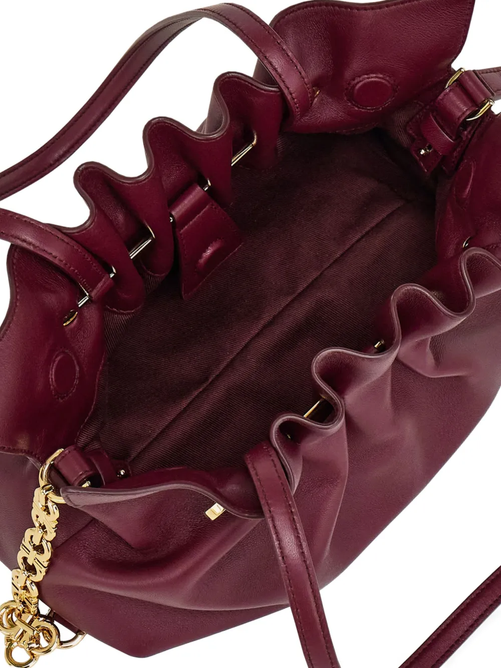 Ferragamo Small Double-gancini Gathered Shoulder Bag In Burgundy