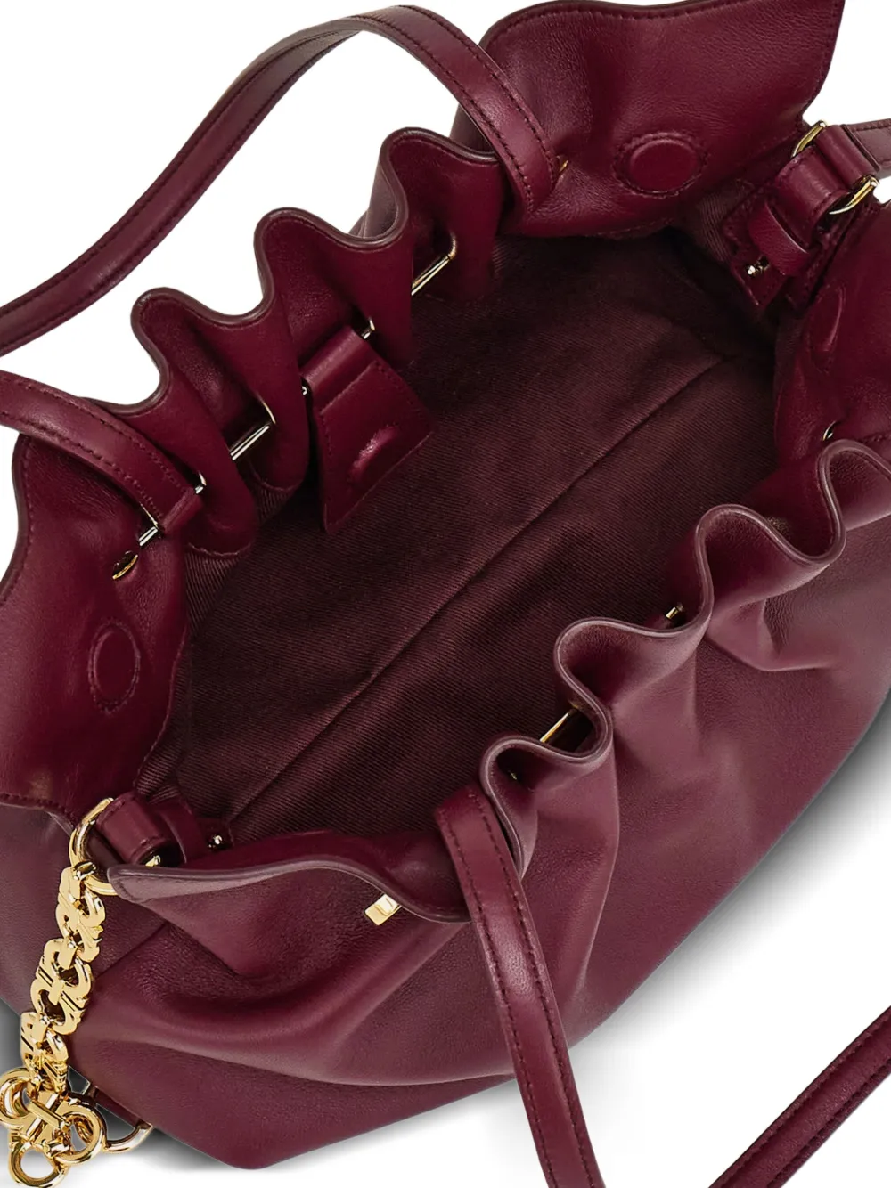 Ferragamo Gancini kleine gesmockte schoudertas Rood