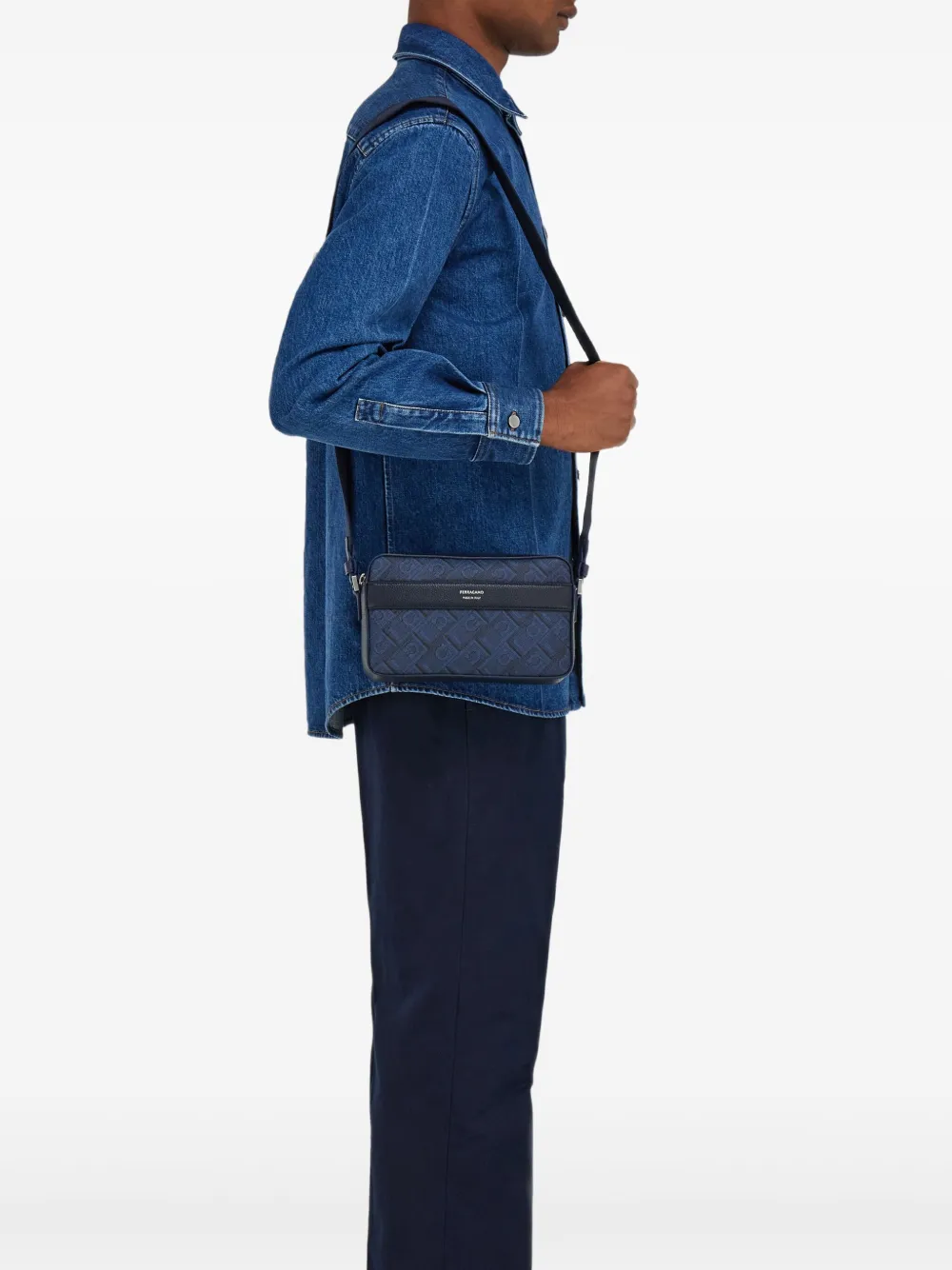 Ferragamo Messengertas met monogram - Blauw