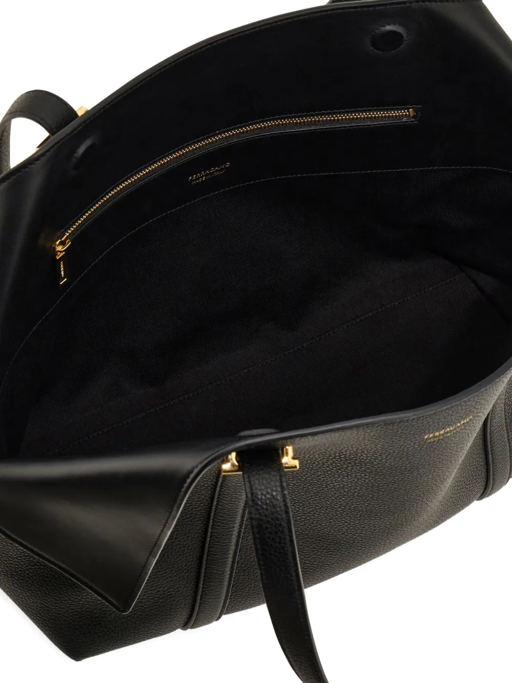 Ferragamo Medium shopper met gevouwen zijkanten Zwart