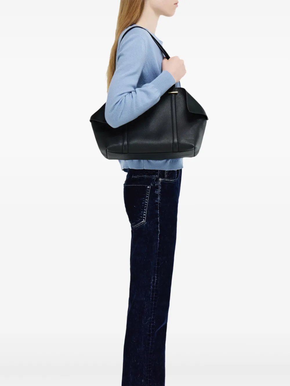 Ferragamo Medium shopper met gevouwen zijkanten - Zwart