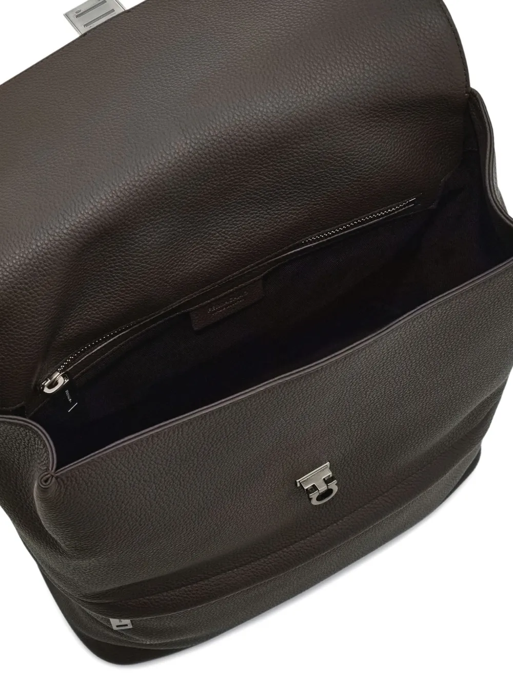 Ferragamo Gancini-buckle Zipped Backpack In Gray