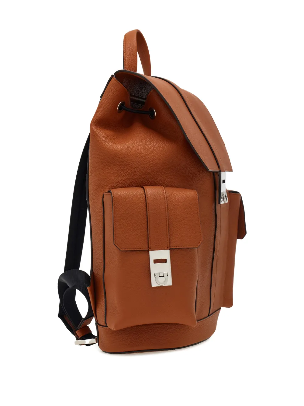 Ferragamo Drawstring Leather Backpack In Brown
