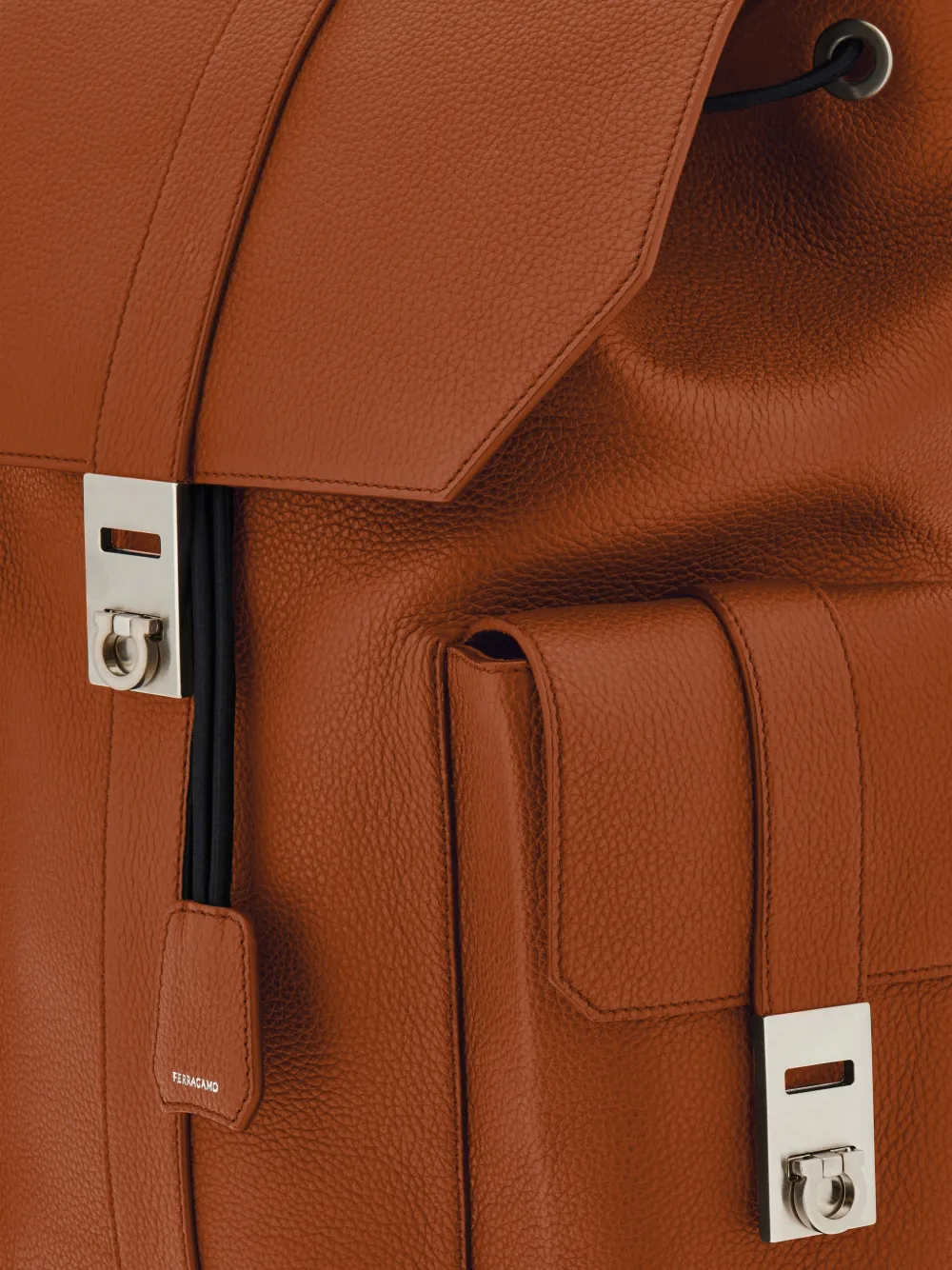 Ferragamo Drawstring Leather Backpack In Brown