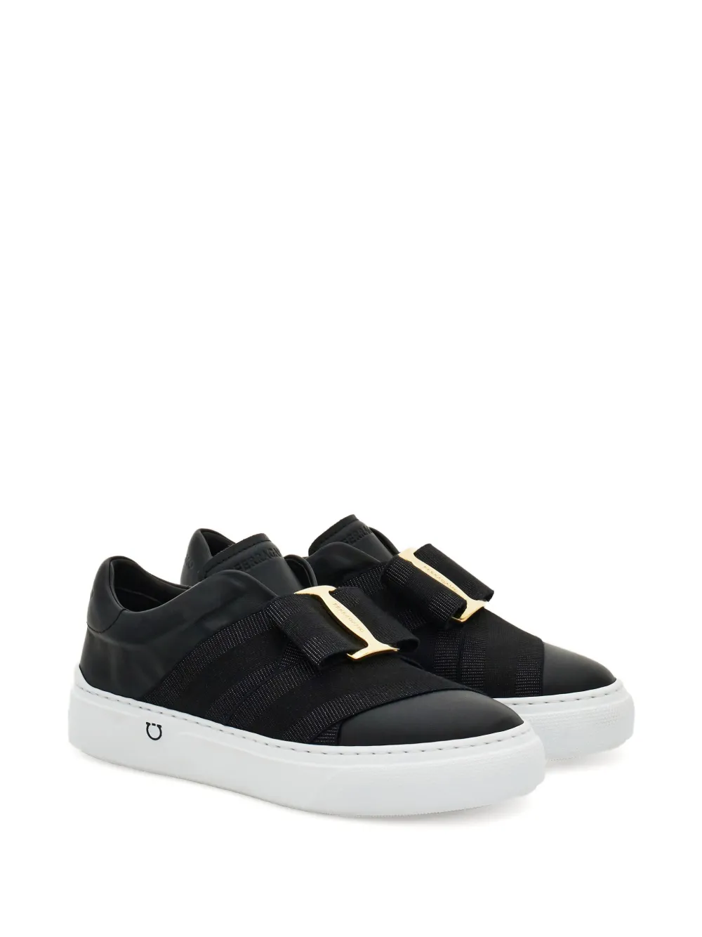 Ferragamo Slip On Sneaker With Maxi Bow Detail In Black