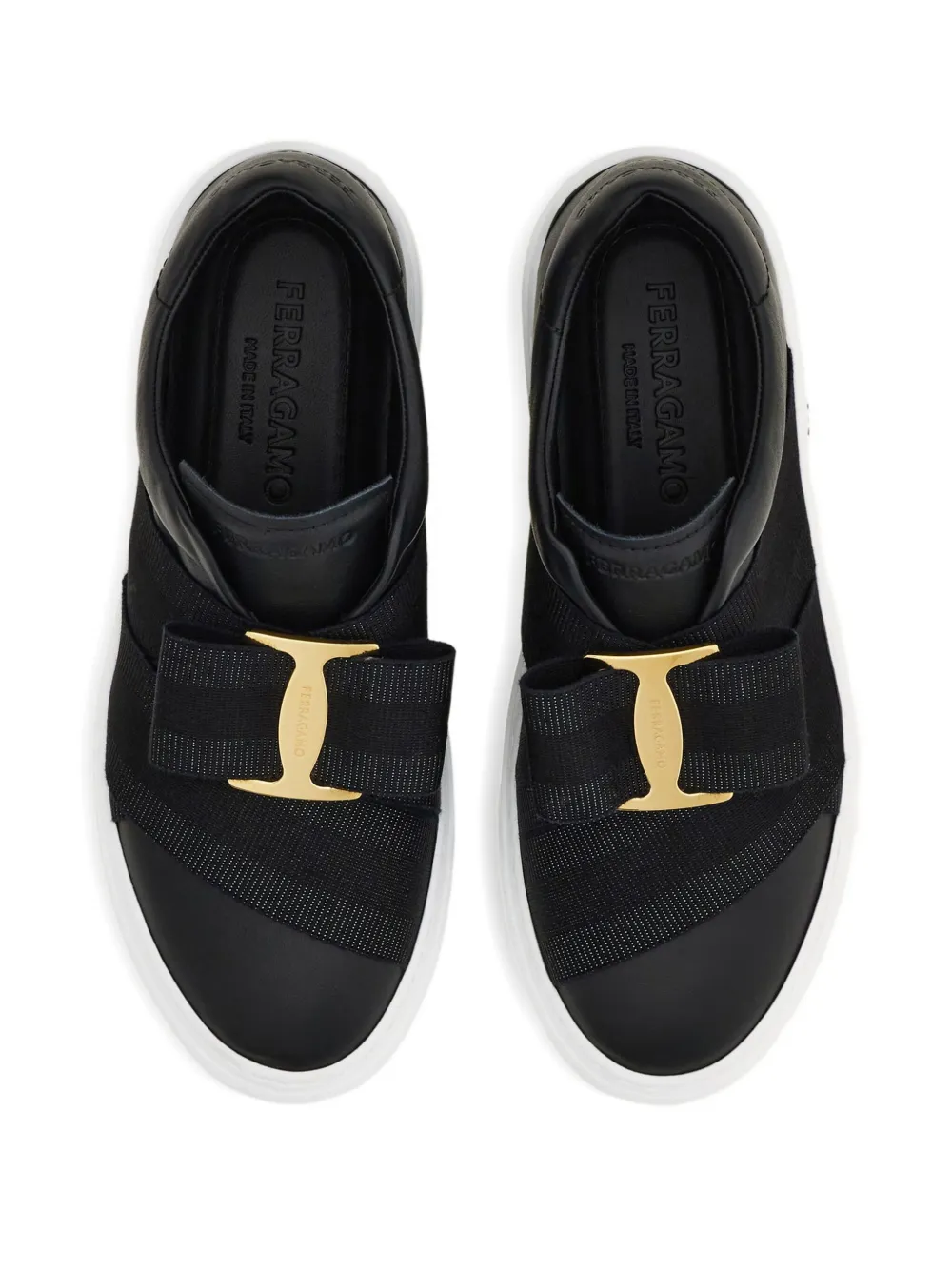Ferragamo Slip On Sneaker With Maxi Bow Detail In Black