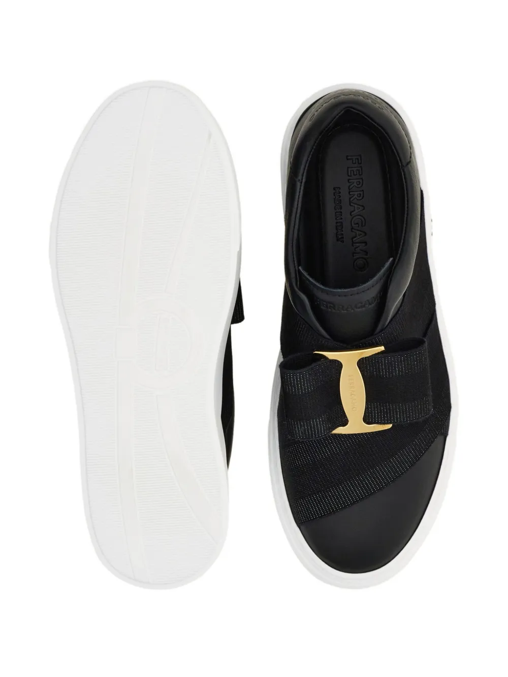 Ferragamo Slip On Sneaker With Maxi Bow Detail In Black