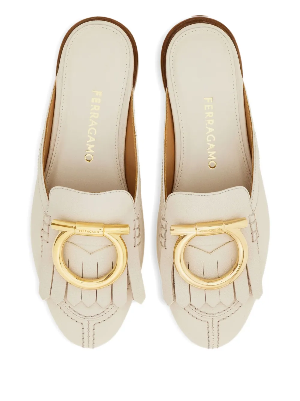 Ferragamo Gancio muiltjes met franje Wit